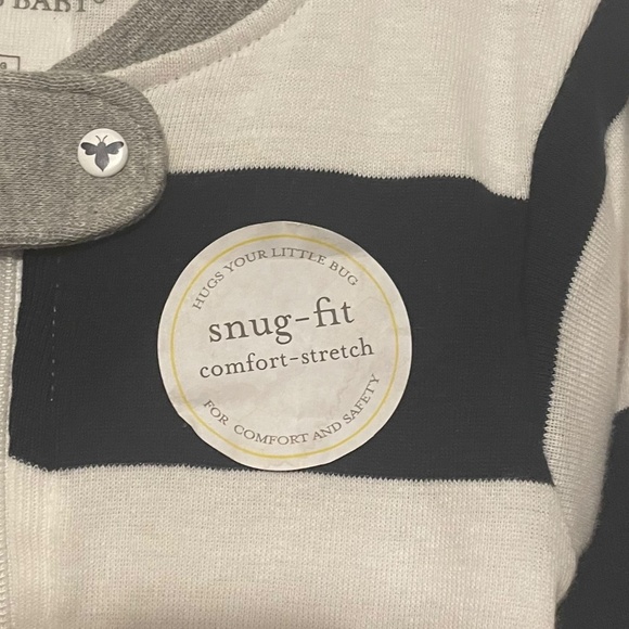 Burt's Bees Striped Footie‎ Sleeper Pajamas PJs Size 18 months - Picture 2 of 5